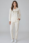 Ivory Botanical Embroidered Shirt & Trouser Set