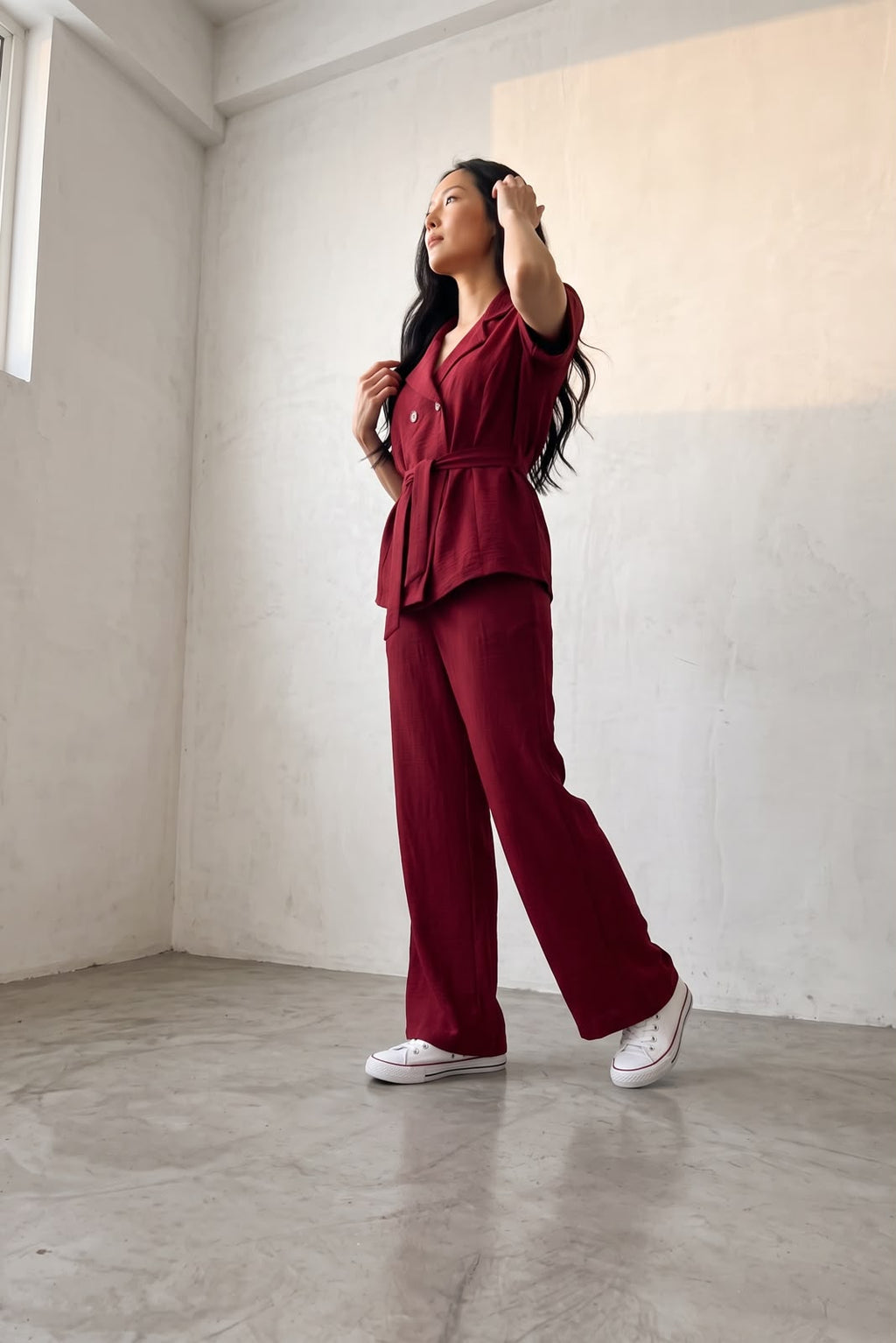 Ruby Elegance Belted Co-Ord Set