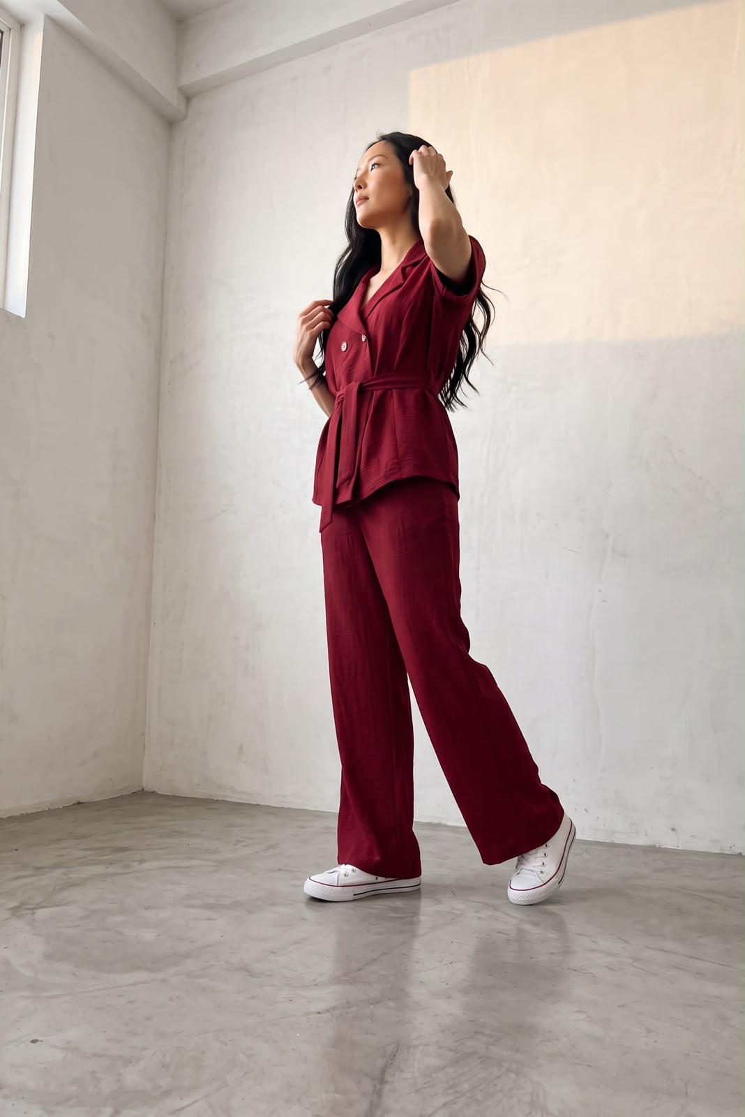 Ruby Elegance Belted Co-Ord Set