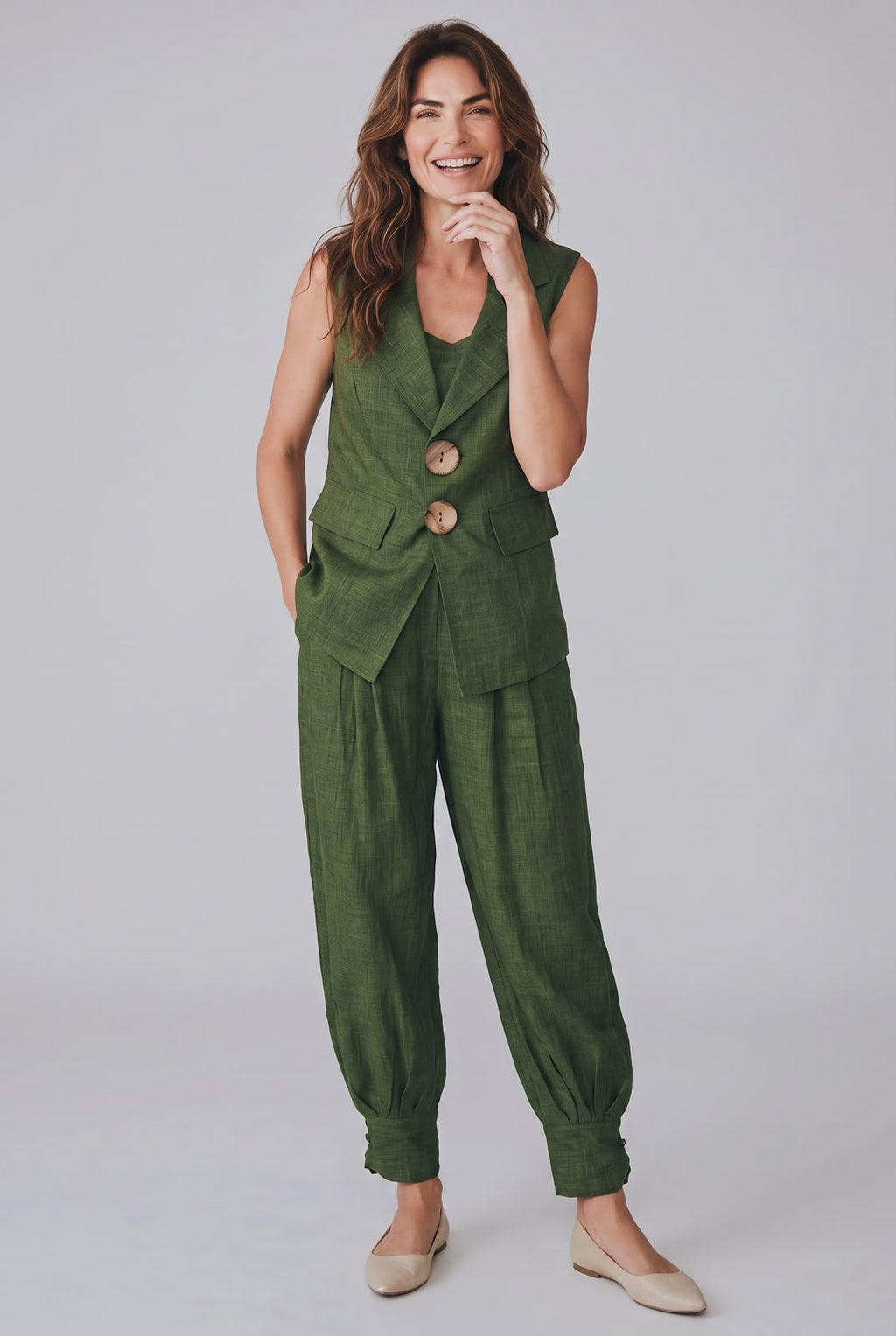 Olive Luxe Three-Piece Co-Ord Set