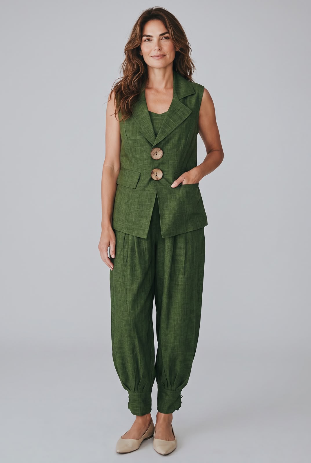 Olive Luxe Three-Piece Co-Ord Set
