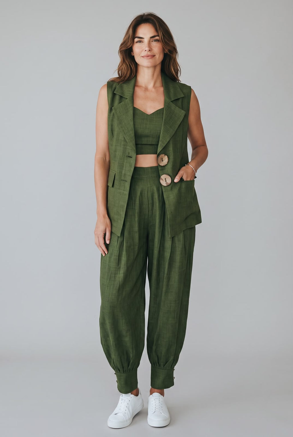 Olive Luxe Three-Piece Co-Ord Set
