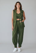 Olive Luxe Three-Piece Co-Ord Set
