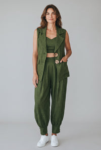 Olive Luxe Three-Piece Co-Ord Set