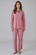 Pink Botanical Embroidered Shirt & Trouser Set