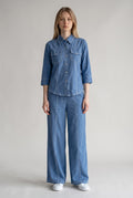 Denim Blue Contrast Stitch Shirt & Trouser Set