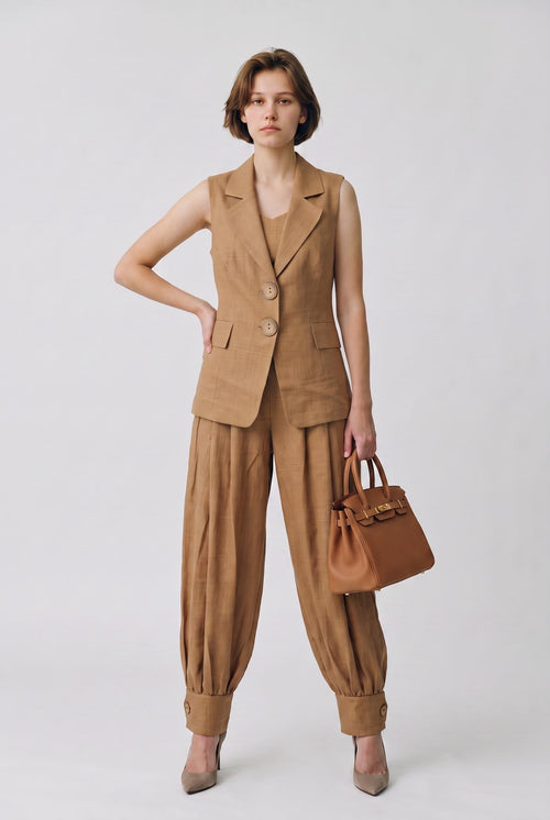 Camel Luxe Three-Piece Co-Ord Set