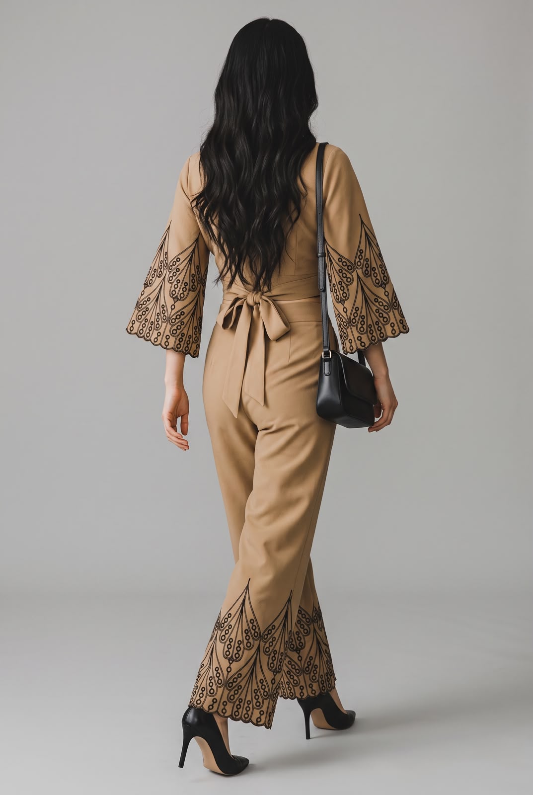 Khaki Grace Thread Embroidered Co-Ord Set