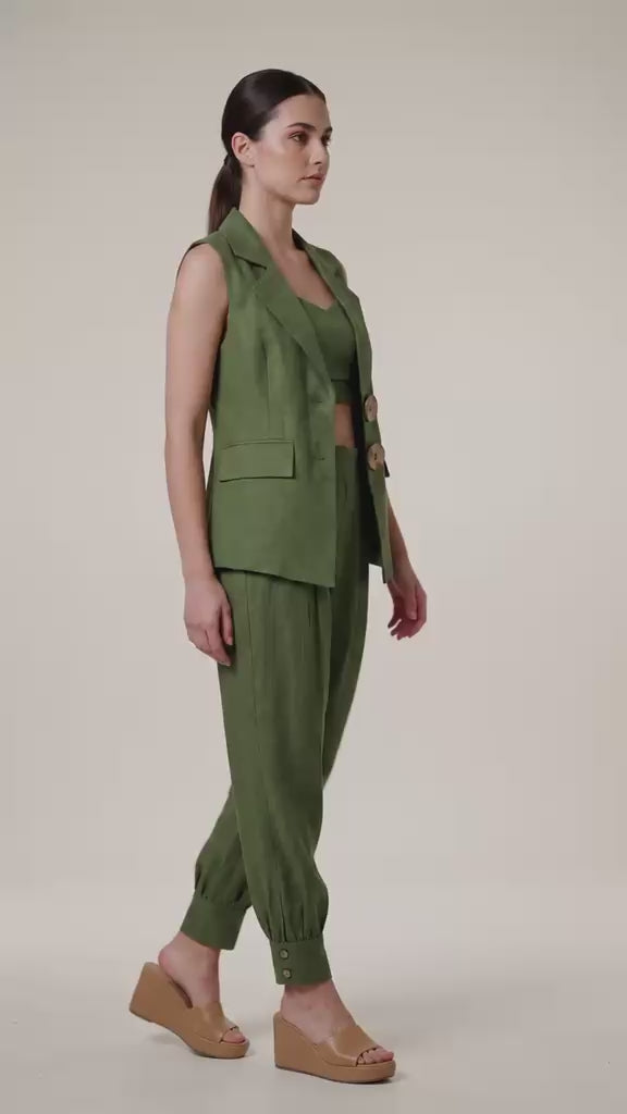 Olive Luxe Three-Piece Co-Ord Set