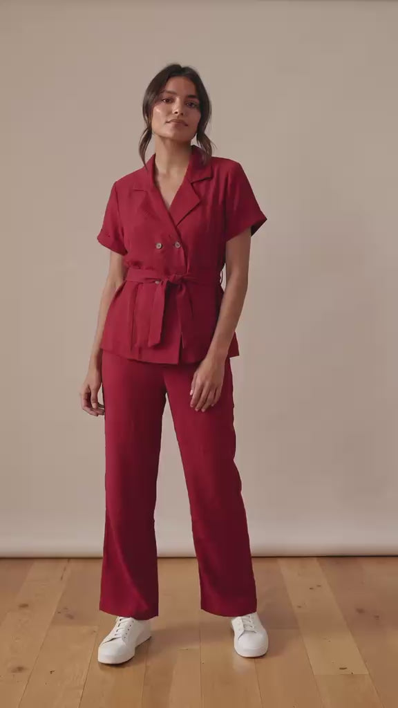 Ruby Elegance Belted Co-Ord Set